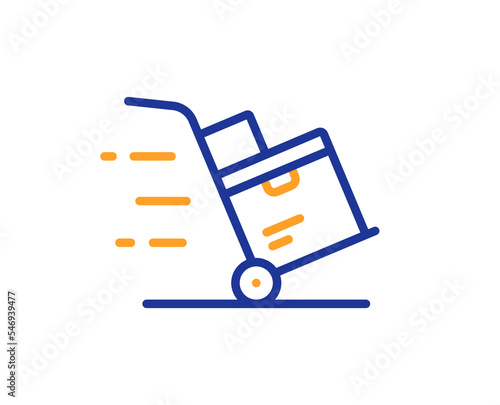 Delivery cart line icon. Parcel trolley sign. Express service symbol. Colorful thin line outline concept. Linear style delivery cart icon. Editable stroke. Vector
