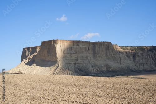 One of the great mountains, El Rallón, of the Bardenas Reales in Navarra. Semi-desert landscape of northern Spain.