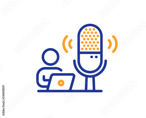 Podcast line icon. Studio mic sign. Voice record microphone symbol. Colorful thin line outline concept. Linear style podcast icon. Editable stroke. Vector