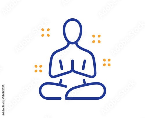 Yoga line icon. Meditation pose sign. Relax body and mind symbol. Colorful thin line outline concept. Linear style yoga icon. Editable stroke. Vector