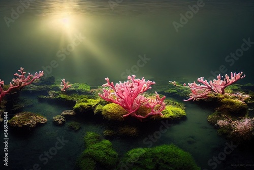 Ecosystem under water life sun light Generative AI