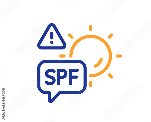 Spf protection line icon. Sun protect sign. Sunscreen effect symbol. Colorful thin line outline concept. Linear style spf protection icon. Editable stroke. Vector