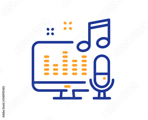 Podcast line icon. Studio mic sign. Voice record microphone symbol. Colorful thin line outline concept. Linear style podcast icon. Editable stroke. Vector
