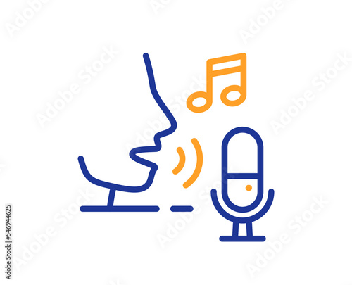 Microphone line icon. Studio mic sign. Voice record device symbol. Colorful thin line outline concept. Linear style microphone icon. Editable stroke. Vector