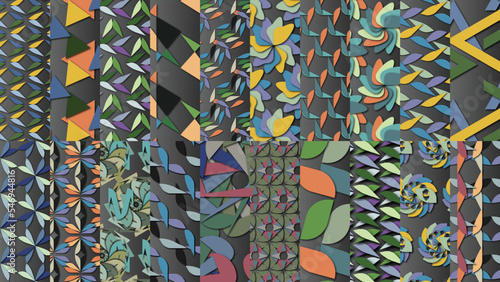 set of seamless patterns with impressionism colors