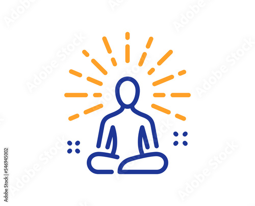 Yoga line icon. Meditation pose sign. Relax body and mind symbol. Colorful thin line outline concept. Linear style yoga icon. Editable stroke. Vector