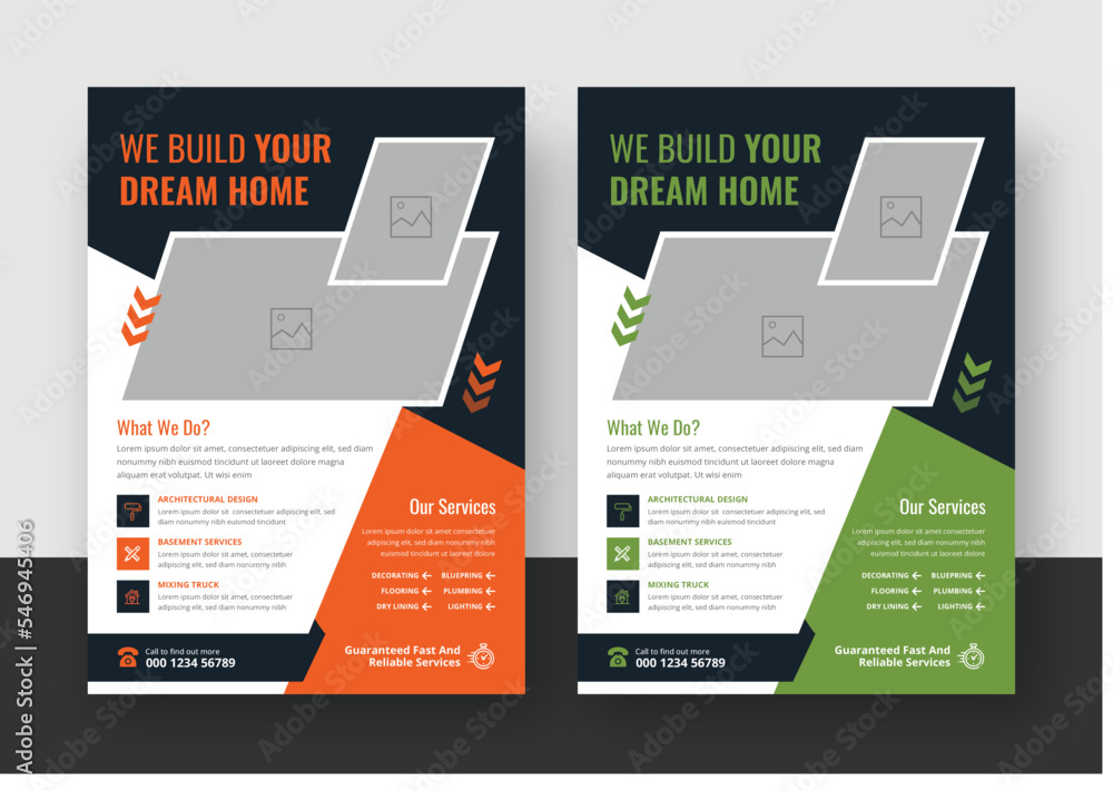 Naklejka premium Creative Construction Flyer Template, Modern Construction Flyer, Print Ready, Home Repair Flyer