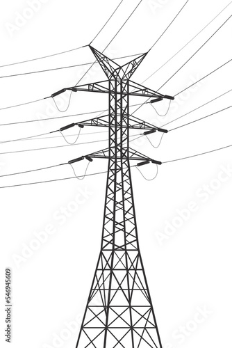High voltage transmission systems. Electric pole. Power lines. A network of interconnected electrical. Vector design illustration
