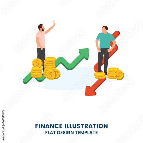 investment revenue or loss concept. cash growth or down graphs trends