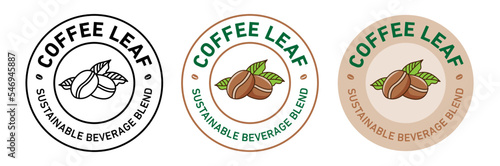 Coffe Logo vector design. Colored coffee shop logo design. Coffee beans logo. Colored coffee stamp design. Vintage stamp design. Coffee leaf logo label.