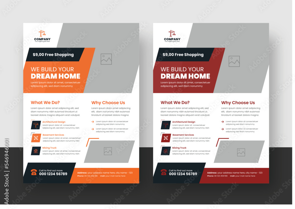 Obraz premium Construction Renovation Flyer Template, Home Improvement Flyer, Home Repair Flyer, Construction Company