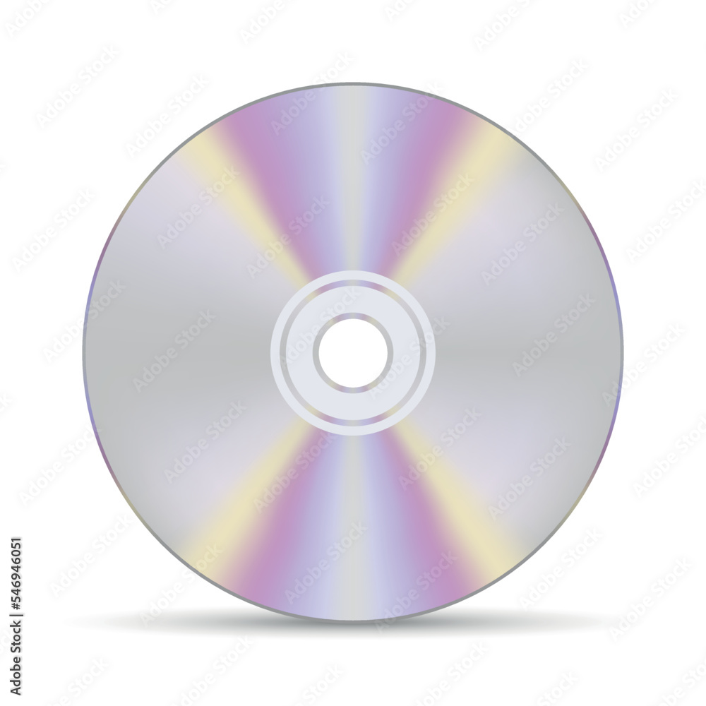 Realistic CD disk. Compact disc icon with shadow on white background. Vector illustration. Realistic CD disk. Compact disc icon with shadow on white background. Vector illustration.