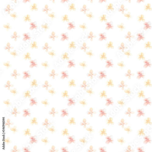 Watercolor gentle peach flowers seamless pattern.