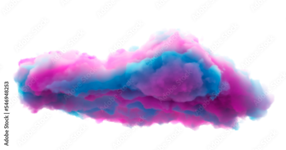Fluffy multicolored cloud or haze on a png transparent background. Weather phenomenon. Element of your design	
