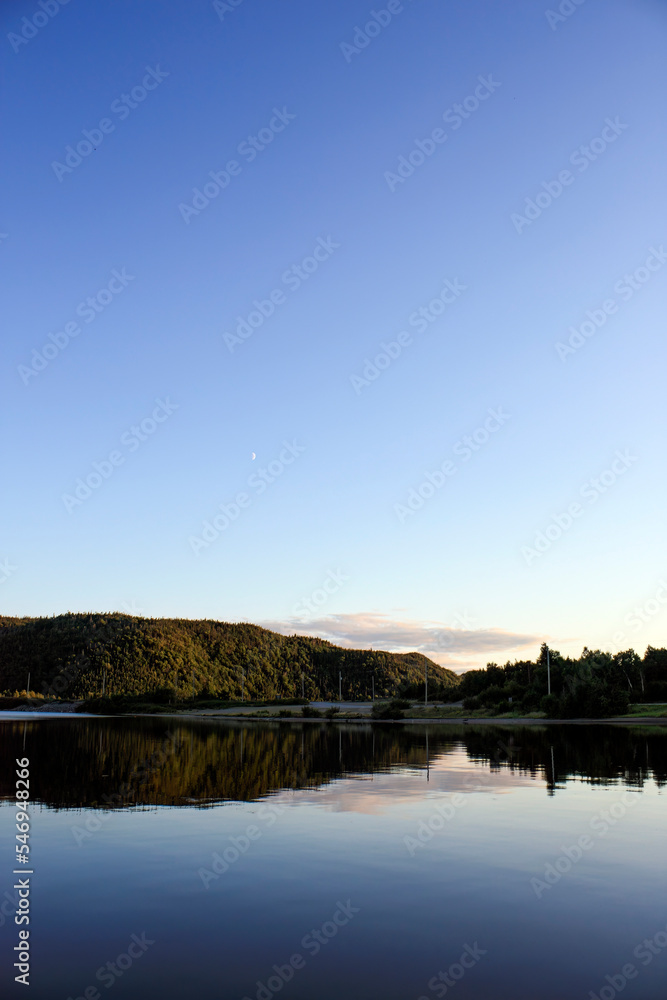 Sun has just set over the lake