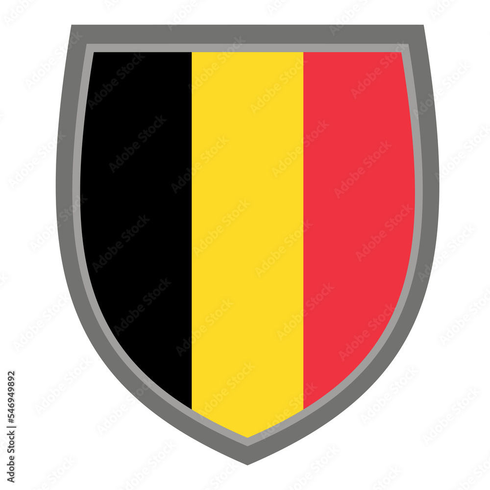 Fototapeta premium Shield with the colors of Belgium flag, icon Belgian cut out