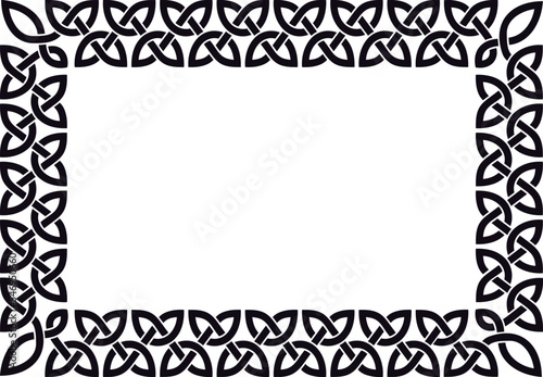 Celtic knot frame clip-art, black. Linear border made with Celtic knots for use in designs for St. Patrick's Day.