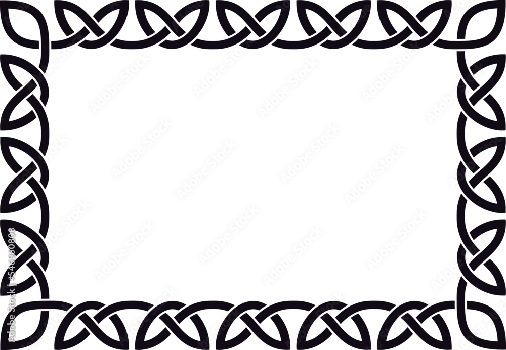 Simple Celtic frame, black. Linear border made with Celtic knots for ...