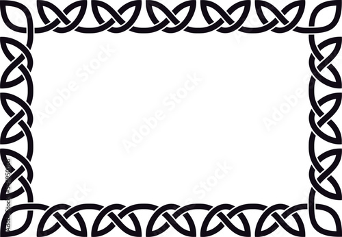Simple Celtic frame, black. Linear border made with Celtic knots for use in designs for St. Patrick's Day.