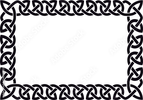 Simple Celtic knot frame, black. Linear border made with Celtic knots for use in designs for St. Patrick's Day.