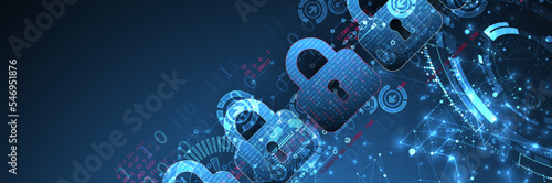 Data security Illustrates cyber data or information privacy idea. Color abstract  internet technology.