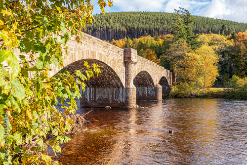 Fototapeta Autumn colours by Old Royal Bridge opened by Queen Victoria in 1885 over the Riv