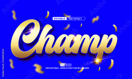 Champ 3d Editable Text Effect Vector With Cute Background