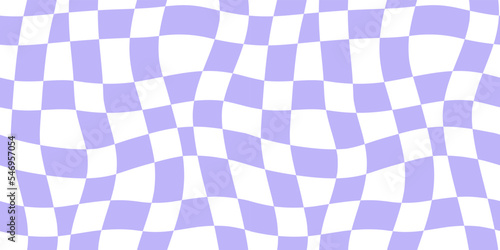 Colorful trendy checker board square seamless pattern illustration. Distorted geometric square pastel color background in vintage psychedelic y2k style. 