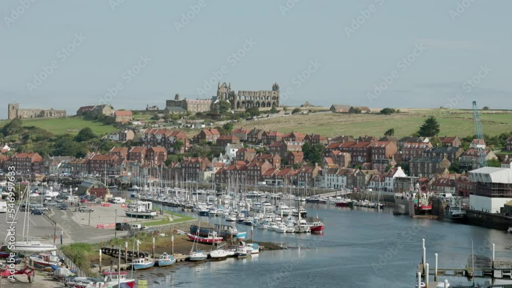 View over the fishing port of Whitby Yorkshire England View over the fishing port of Whitby Yorkshire England