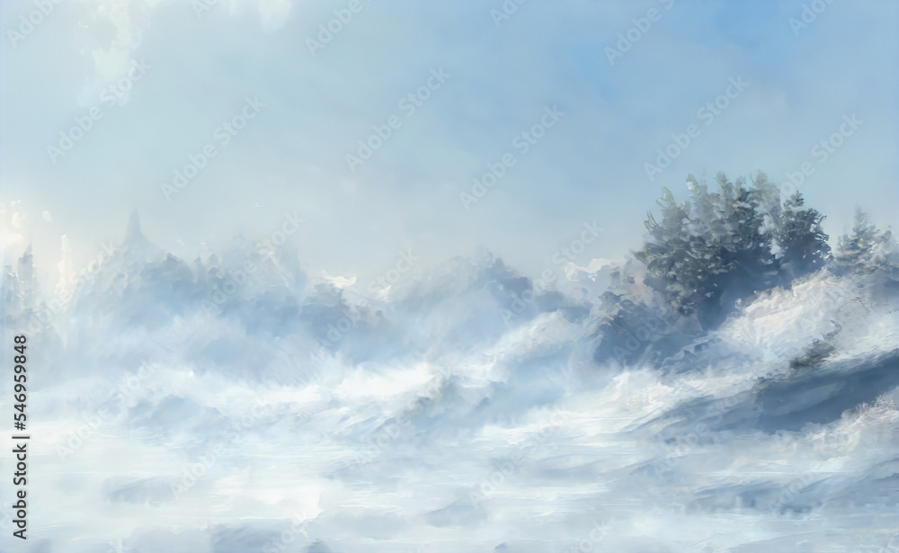 Christmas Fantastic Winter Epic Landscape of Mountains. Celtic Medieval forest. Frozen nature. Glacier in the mountains. Mystic Valley. Artwork sketch. Gaming RPG background. Game asset. Christmas Fantastic Winter Epic Landscape of Mountains. Celtic Medieval forest. Frozen nature. Glacier in the mountains. Mystic Valley. Artwork sketch. Gaming RPG background. Game asset.