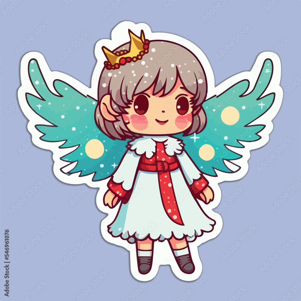 Christmas angel cartoon sticker, xmas wings angel stickers isolated decoration. New-year collection Christmas angel cartoon sticker, xmas wings angel stickers isolated decoration. New-year collection