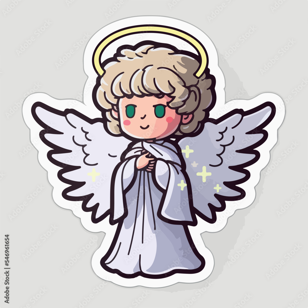 Christmas angel sticker, xmas wings angel stickers decoration. Winter holidays Christmas angel sticker, xmas wings angel stickers decoration. Winter holidays
