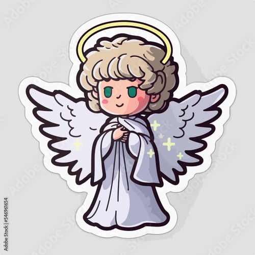 Christmas angel sticker  xmas wings angel stickers decoration. Winter holidays