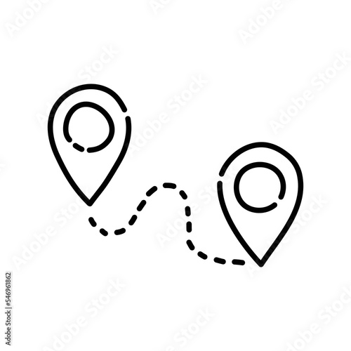 Line route doodle icon. Hand drawn black sketch. Vector Illustration.