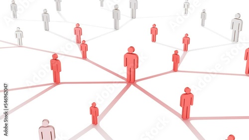 people network 3d , nodes connection. Can be used to represent a pandemic disease spread, pyramid scheme or a social media network growing structure photo