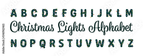 Christmas Lights Alphabet Winter Holidays Monogram New Year Party Letters