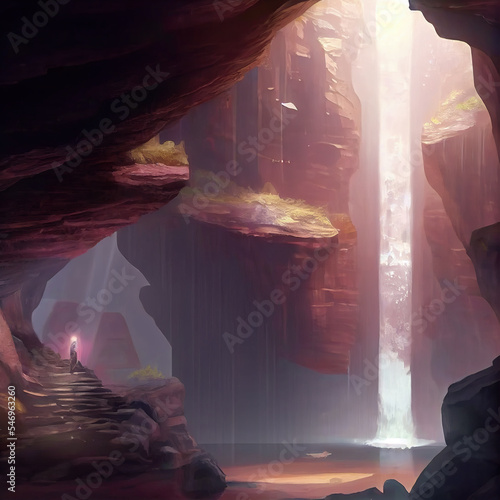 beautiful vertical cave waterfall