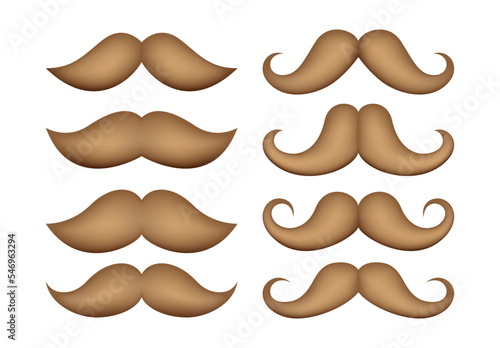 Set of mustache in flat style isolated