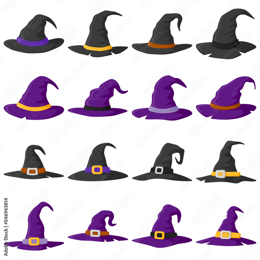 Set of Wizard Hat isolated on white background Set of Wizard Hat isolated on white background