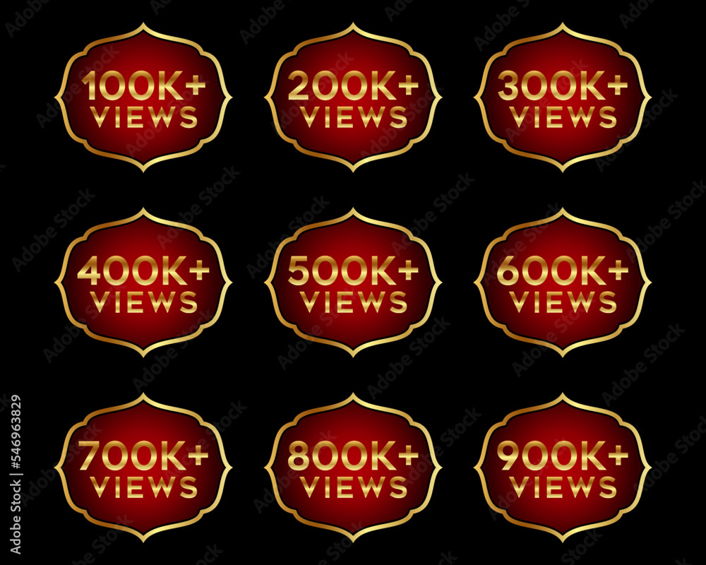 Youtube 100k plus views celebration banner design, 100k views badge.