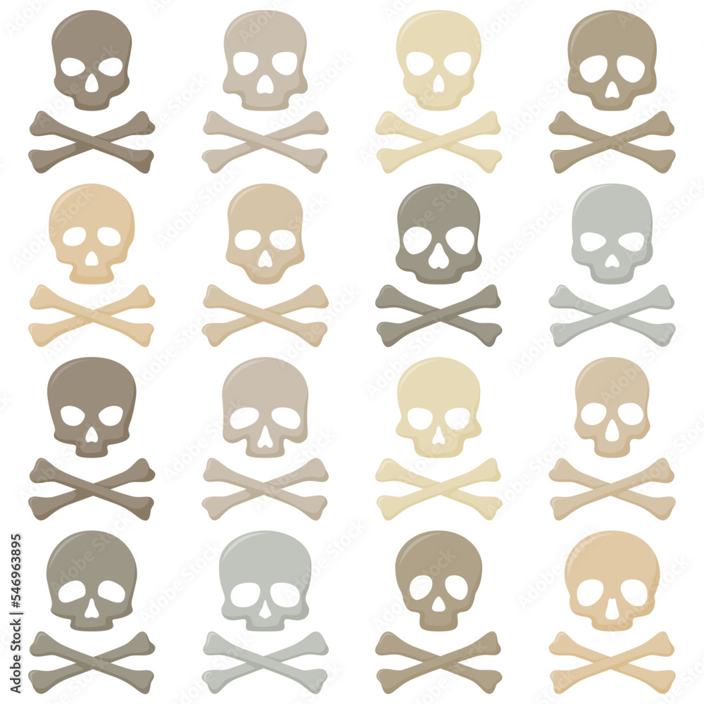 Fototapeta premium Set of Skull and Crossbones isolated on white background