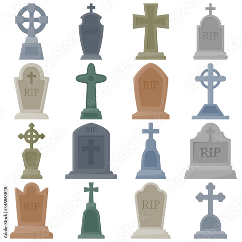 Set of Tombstone isolated on white background