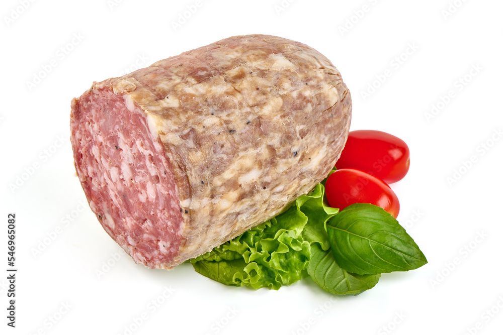 Cured salami sausage, Italian sausage with mold, isolated on white background. Cured salami sausage, Italian sausage with mold, isolated on white background.