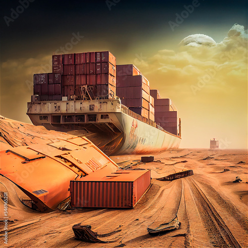 a Cargo ship stranded on th...