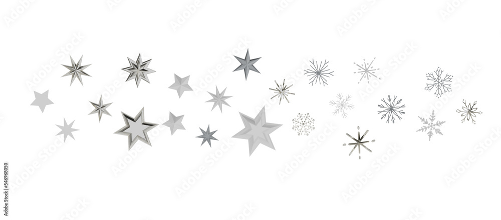 Snowflakes and bokeh lights on the blue Merry Christmas background. 3D render Snowflakes and bokeh lights on the blue Merry Christmas background. 3D render