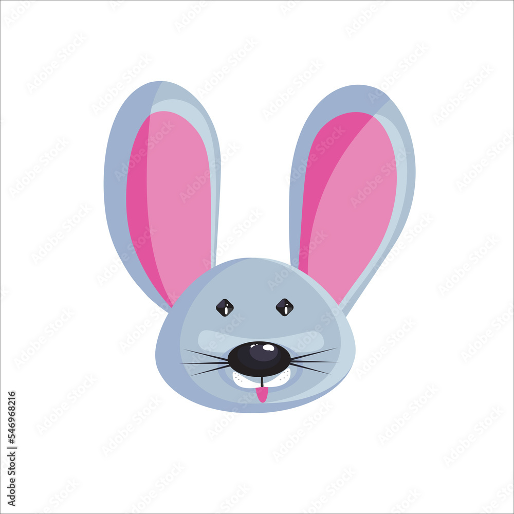 Rabbit head. Color illustration of an animal. CMYK color. Rabbit head. Color illustration of an animal. CMYK color.