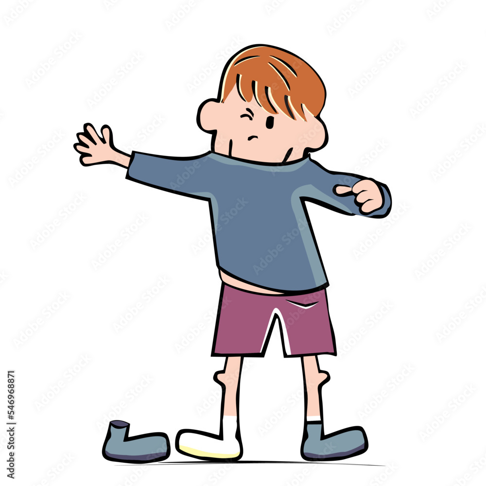 a boy who puts on a sweater, funny vector illustration a boy who puts on a sweater, funny vector illustration
