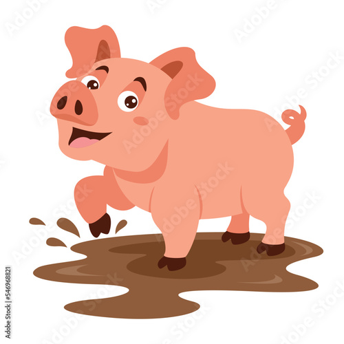 Cartoon Illustration Of A Pig