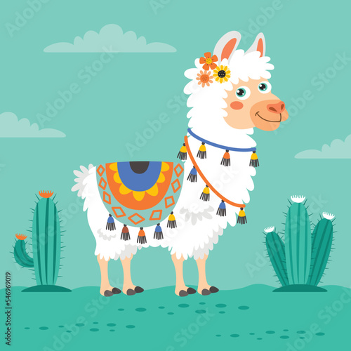 Cartoon Illustration Of A Llama