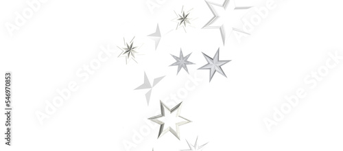 new year pattern. Christmas theme  golden openwork shiny snowflakes  star  3D rendering.